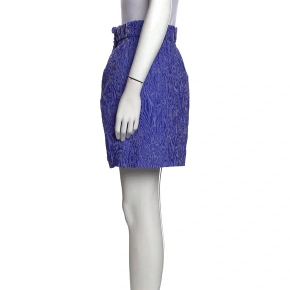 NWT GANNI Blue/Lavender Asymmetric Miniskirt Size 42 (US 10/12) - Picture 7 of 11